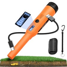 Rechargeable Waterproof Metal Detector Pinpointer Wand - 360  Detection, LED Lig