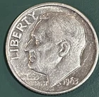 1963-D Roosevelt Dime. 90% Silver. Free Shipping