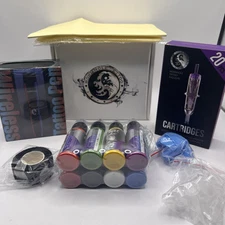 Wormhole Tattoo Kit Gun Needles 8 Colors Ink Power Supply NEW SEALED