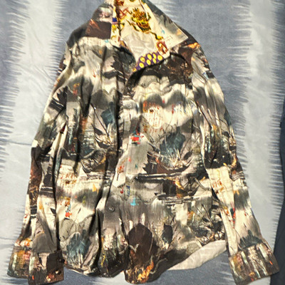 Robert Graham Men's Graphic Print Embroidered Button-Up Shirt M Long Sleeve