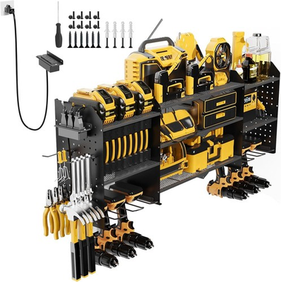 #ad 45quot; Wall Mount Power Tool Organizer with Charging Station 3 Layer Storage Racks $46.49