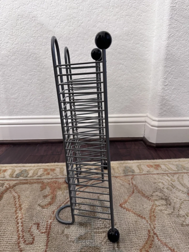 Vintage Wire CD Tower Rack Stand Holds 40 CDs 15” Tall Y2K Media Storage Gray - Image 4 of 4