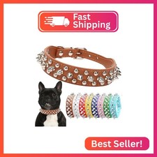 Spiked Dog Collar for Small Dogs Studded Spike Collar for Dogs Cat Brown XS