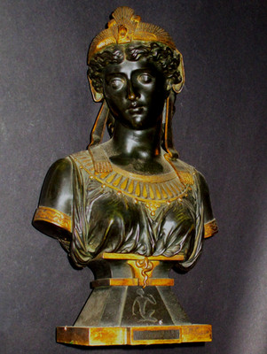 Eutrope Bouret Ormolu Cleopatra Egyptian Revival Bronze Bust LIONSGATEANTIQUES