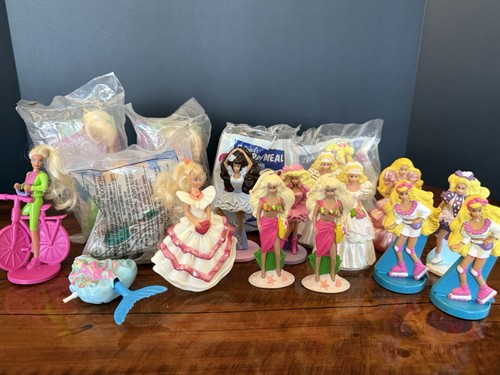 19 Vintage Early 90’s Barbie McDonald’s Happy Meal Toys, Mermaid, Bride, Skate+