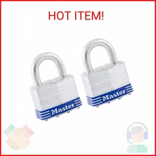 Master Lock 5T Outdoor Padlock with Key, 2 Pack Keyed-Alike, Silver