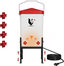 Heated Chicken Waterer, 3.2 Gallon Chickens Poultry Waterer with Nipples, Height