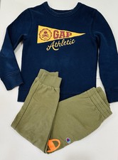 GAP Athletic Sweatshirt Blue  Pants Champion Green Set  2items Size 6-7 Years