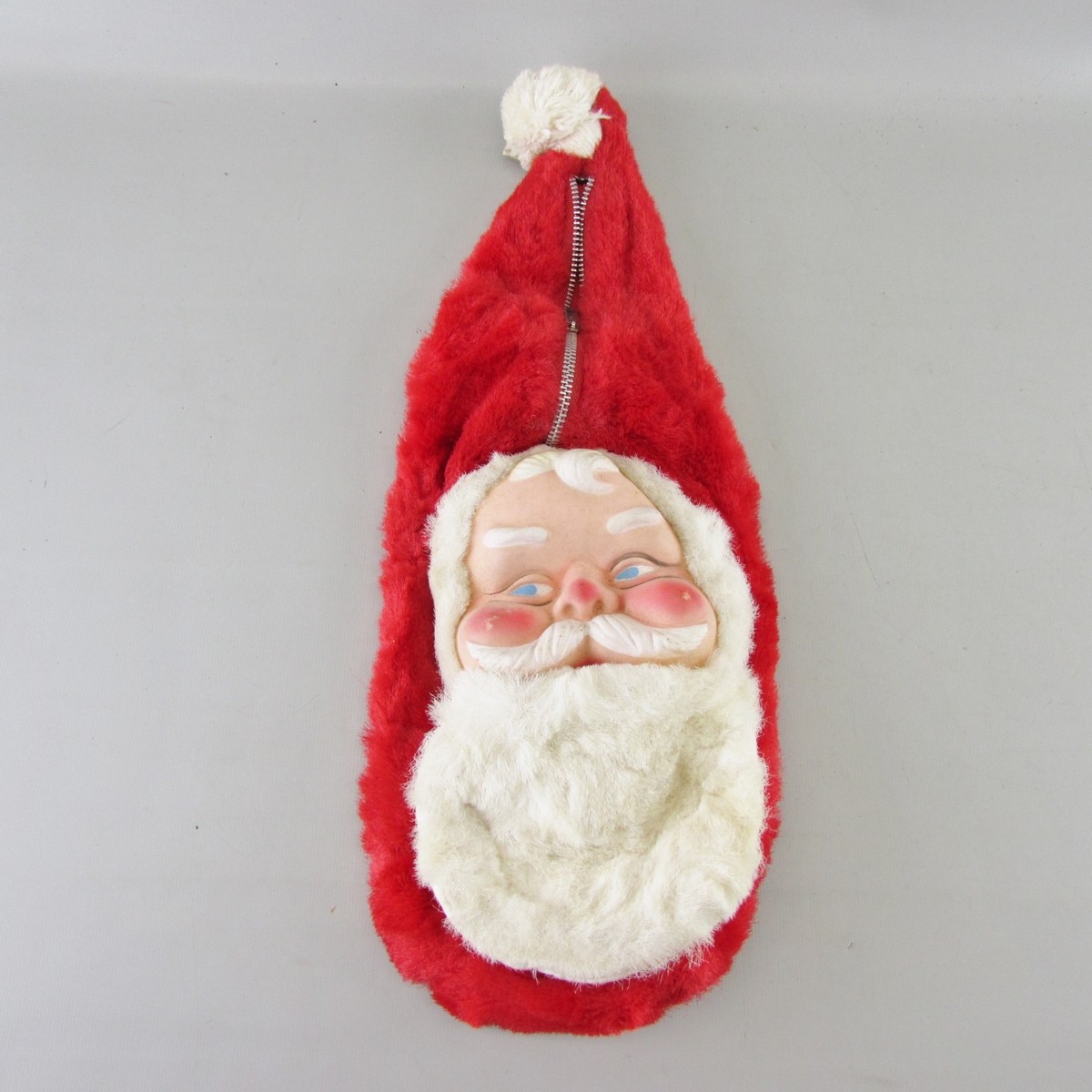 ヴィンテージ　ラバーフェイス　サンタ 1950年代　プレゼント袋を抱えている。 VTG Christmas 1940's 1950's Bijou Toys NY Rubber Face Santa Plush