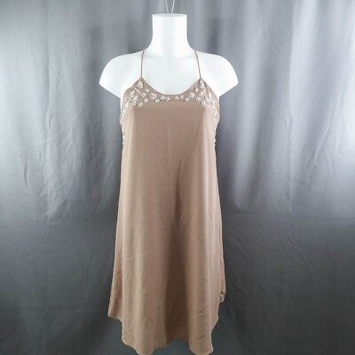 Womens Slip Dress Small Taupe Silk Sheer Quiet Luxury Flowy Timeless Old Money