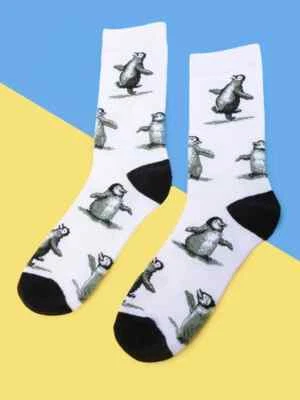 Men's Black and White Penguin Novelty Socks ONE SIZE.