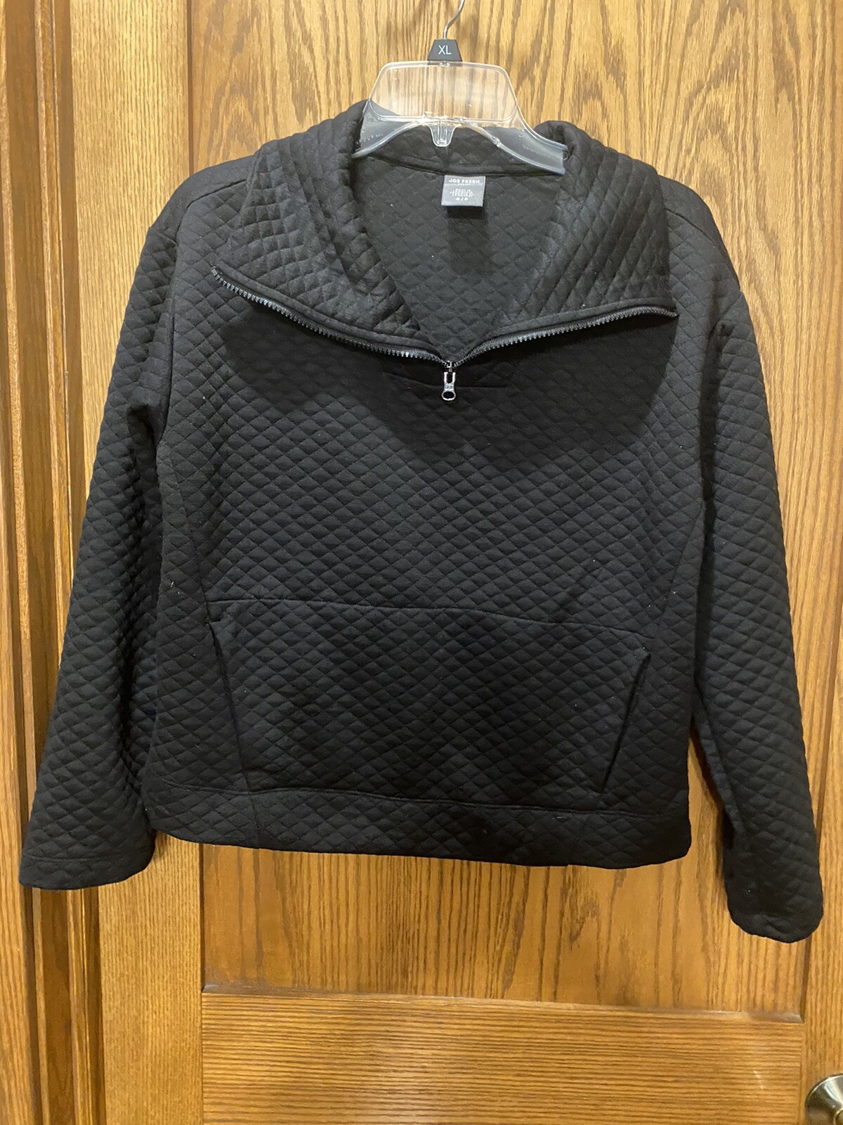 joe fresh quilted 1/4 zip jacket black 