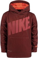 NEW Nike Toddler Boys Therma-FIT Mesh Logo Pullover Hoodie Size 6 Black/Red