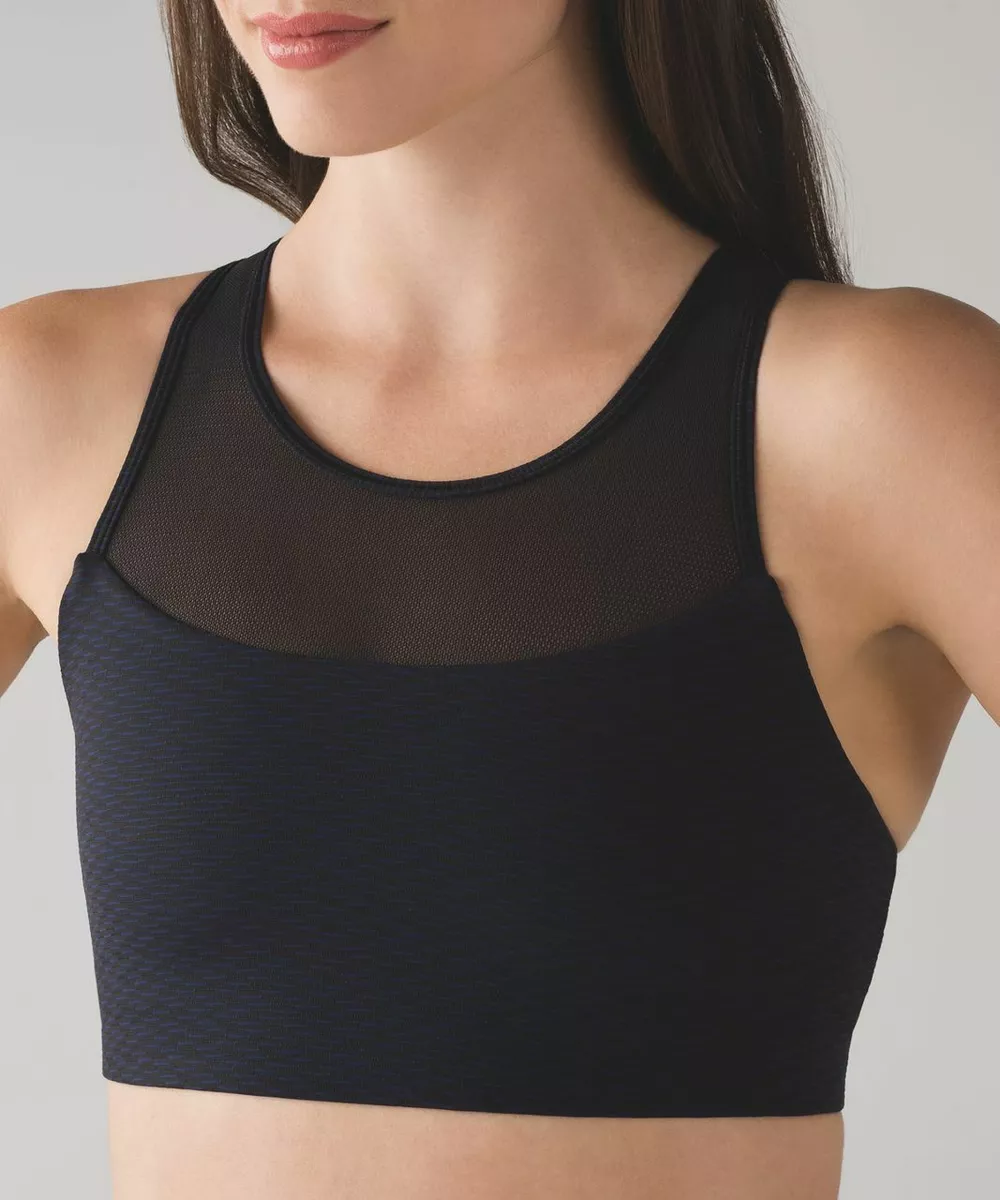 Lululemon 8 Gear Up Bra Score Jacquard Black Luxtreme Mesh Workout