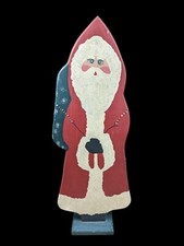 Vintage Santa Hand Made Painted Wooden Old World Folk Art Christmas Decor