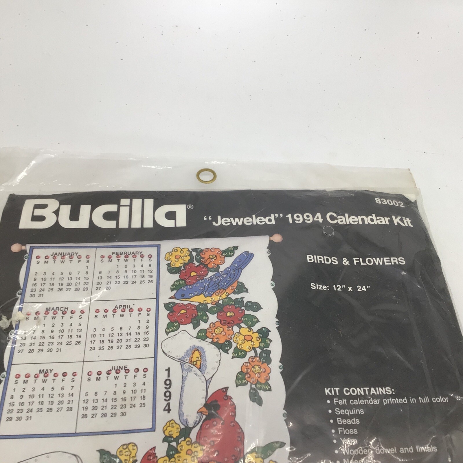 1994 Bucilla Calendar Kit Jeweled Birds Sequins Feathered Friends NEW