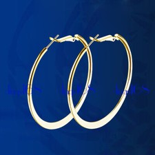 Designer Inspired Solid 18K Yellow Gold Filled 2" Large Flat Hoop Earrings L903Y