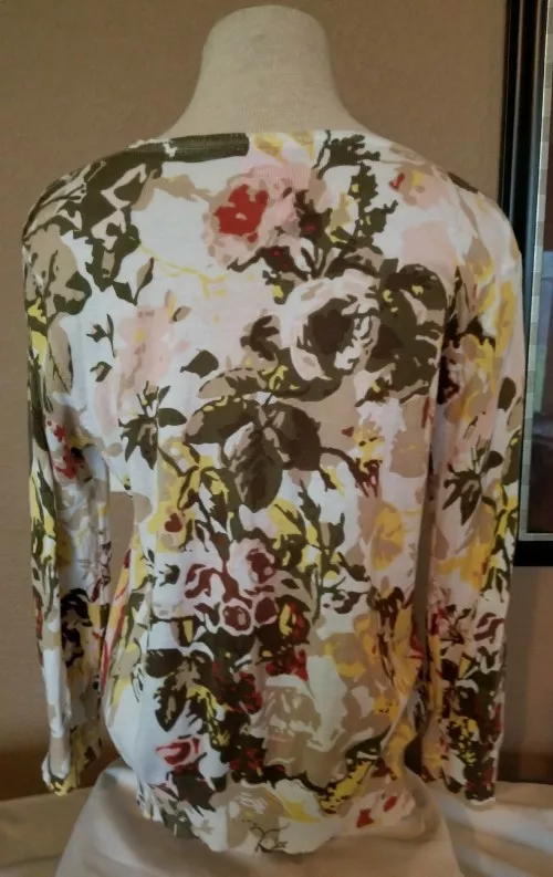 Anthropologie Charlotte Tarantola Women Cardigan Sweater Floral Sz Medium