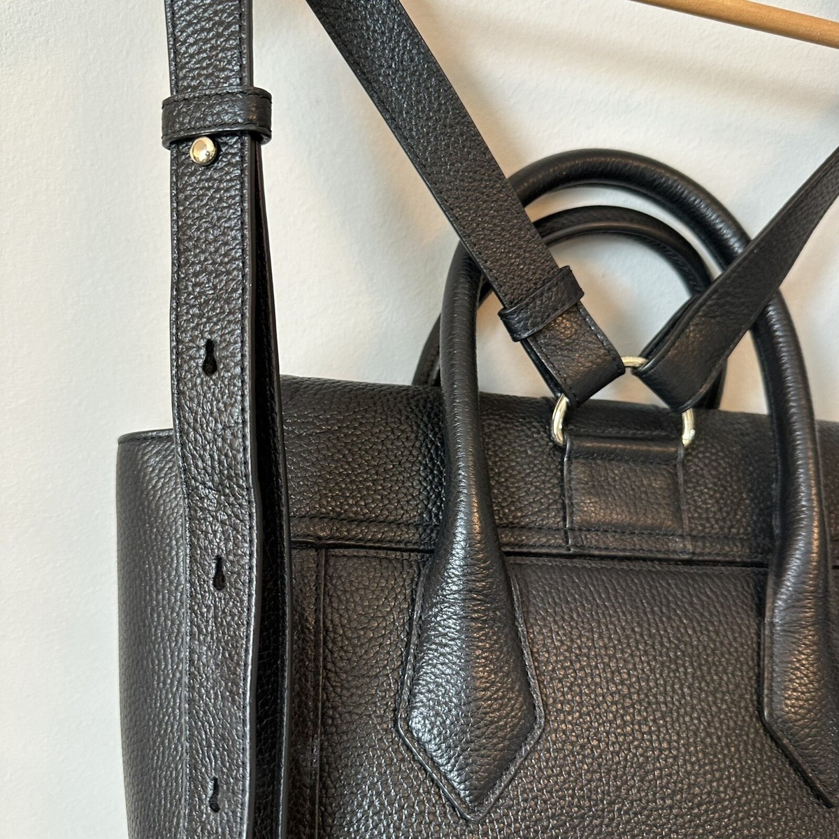 HENRI BENDEL RIVINGTON Black Leather Convertible Backpack Tote, Silver Hardware Henri Bendel Rivington Bag Black Leather Convertible  main image 3