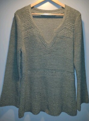 MARKS SPENCER WOMENS KNIT LONG SLEEVE SWEATER V NECK MOSS GREEN UK  22 USA XL