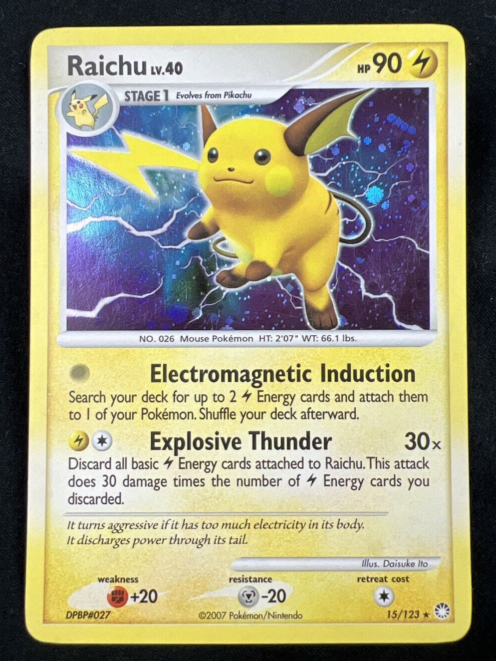 Pokemon TCG Raichu 15/123 Mysterious Treasures Holo Rare NM