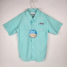 Columbia Boys  Tamiami SS Shirt S (8) Aqua UPF 40 Fishing Outdoor NWT
