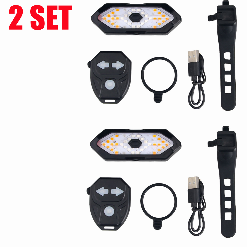 Bicycle Tail Light Red/Yellow Rear Bike Lamp USB 5 Modes for Night Riding + Horn