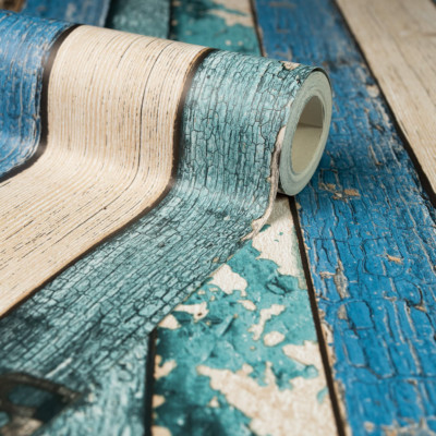 Holzplanke Effekt blau beige rustikale Farbe Maserungspaneel Effektkabine Treibholz