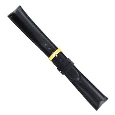 20mm Milano Black Genuine Leather Stitched  Padded w/Nylon Back Watch Band Reg