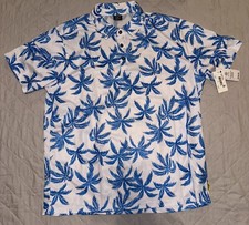 NEW Men's Hurley Polo Shirt Size XL Hawaiian Blue Palm Trees