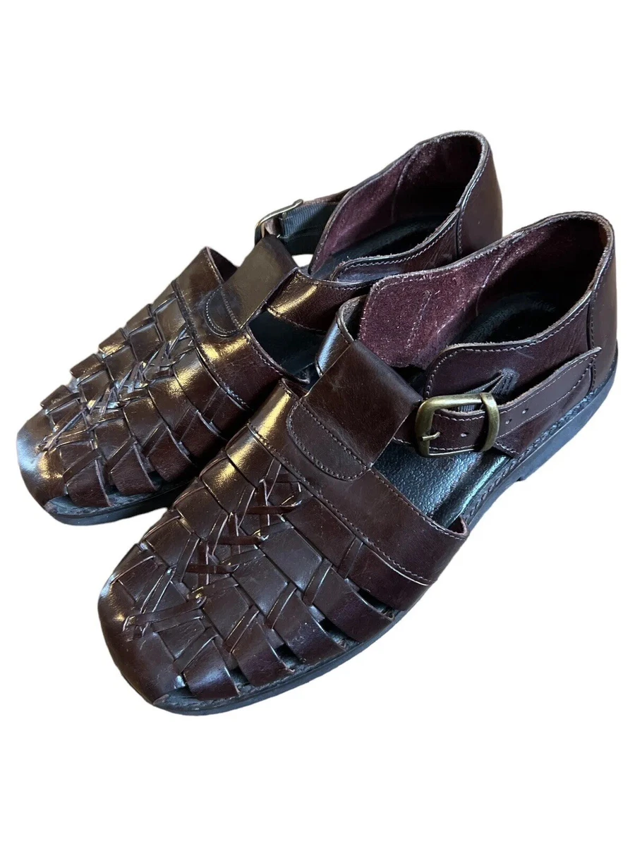 Giorgio Brutini Sandals Men s Size 10 Brown Leather Fisherman Sandals Buckle
