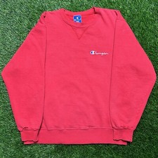 Vintage Distressed 90s Champion Made In USA Script Logo Sweatshirt Sz L Red