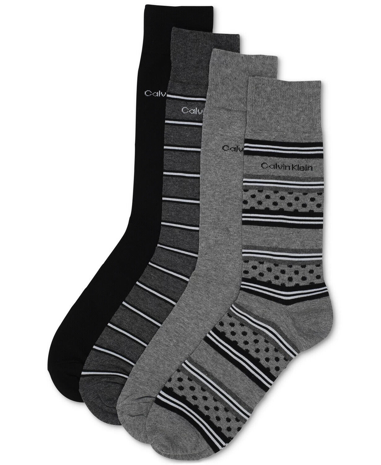 CALVIN KLEIN 4 Pack Men's Cotton Dress Socks Black Gray Navy MultiColor NEW  thumbnail 6