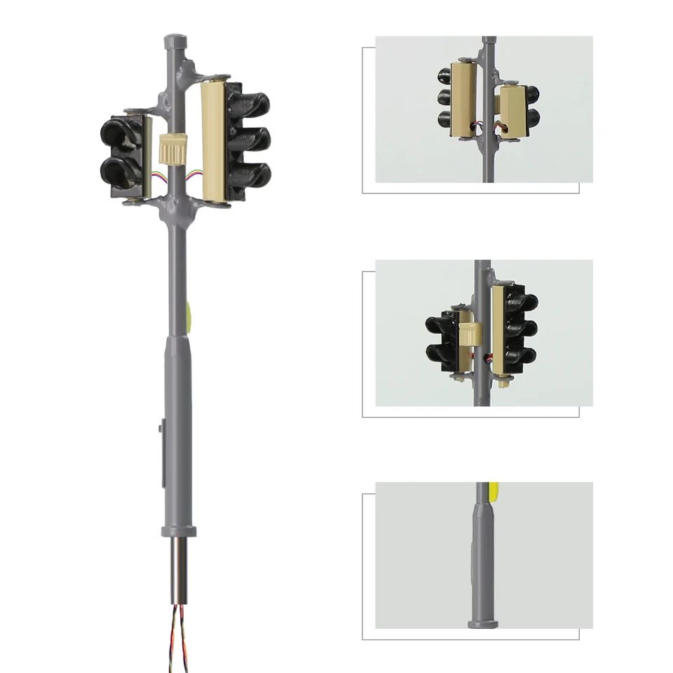 Evemodel 2pcs HO Scale Right-hand Traffic Lights Red Yellow Green Block Signals - Image 2 of 4