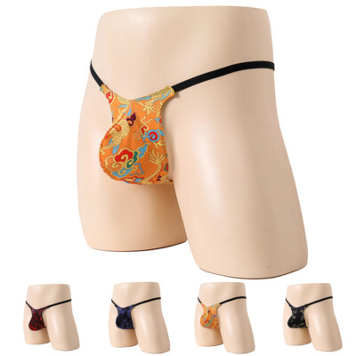 Men G-String Thongs Bikini T-Tack Briefs Dragon Pattern Elephant Nose Breathable