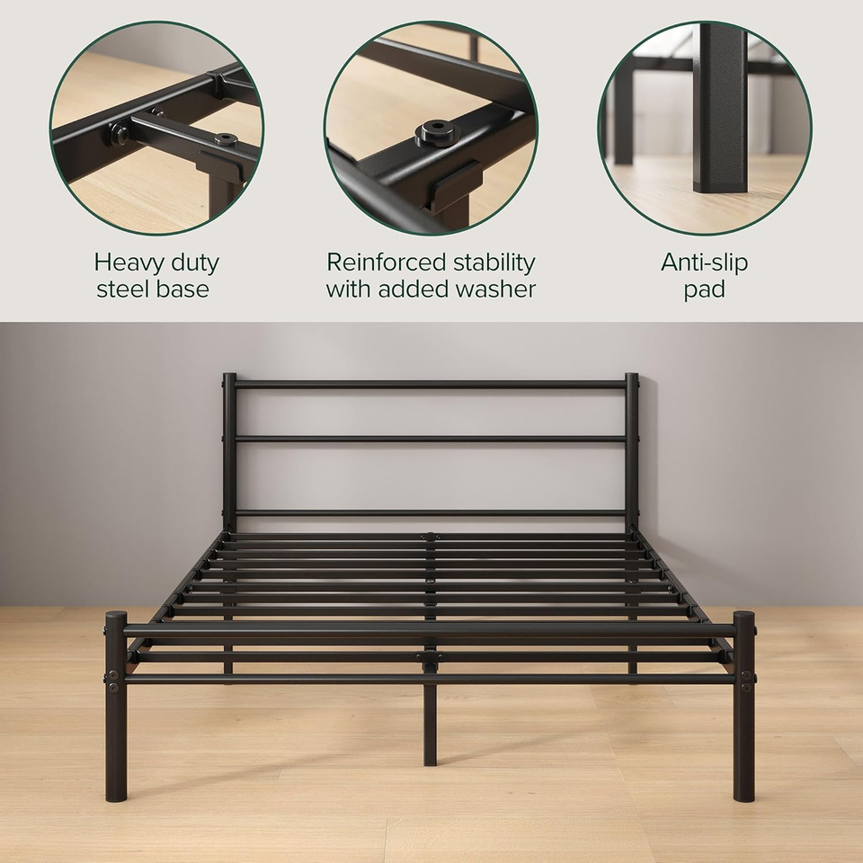 Queen Bed Frame Metal Base, Black, Bedroom Furniture eBay