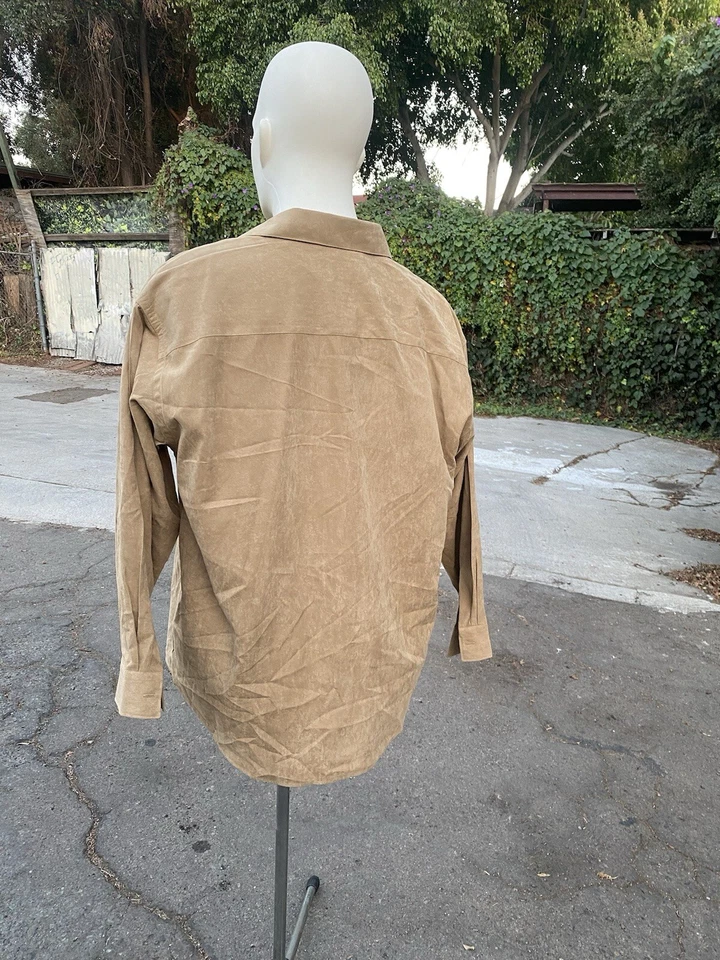 VTG Kenneth Cole Reaction Faux Suede brown dress shirt, 17.5  32-33 XL - Image 3 of 4