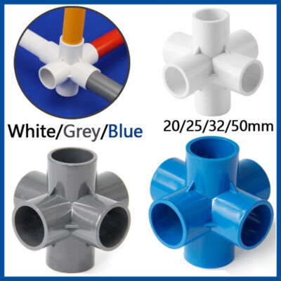 PVC 6-Way Equal Connector Socket Pressure Coupling Pipe Fitting 20/25/32/50mm