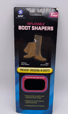 Sof Shoe Care Inflatable Boot Shapers Soft Black Velvet Form Insert For Storage