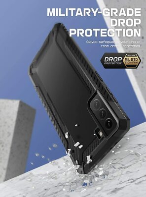 Clayco for Samsung Galaxy S21 FE 5G Screen Protector Case Full Body Cover ,Black