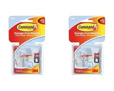  2 Pack Command Small Hooks, Clear, 5-Hooks, 8-Strips