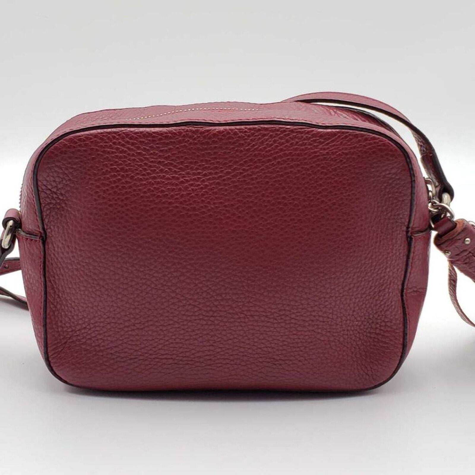Authentic Gucci Soho Disco Studded Crossbody Bag Red Leather Small Camera Bag image 2