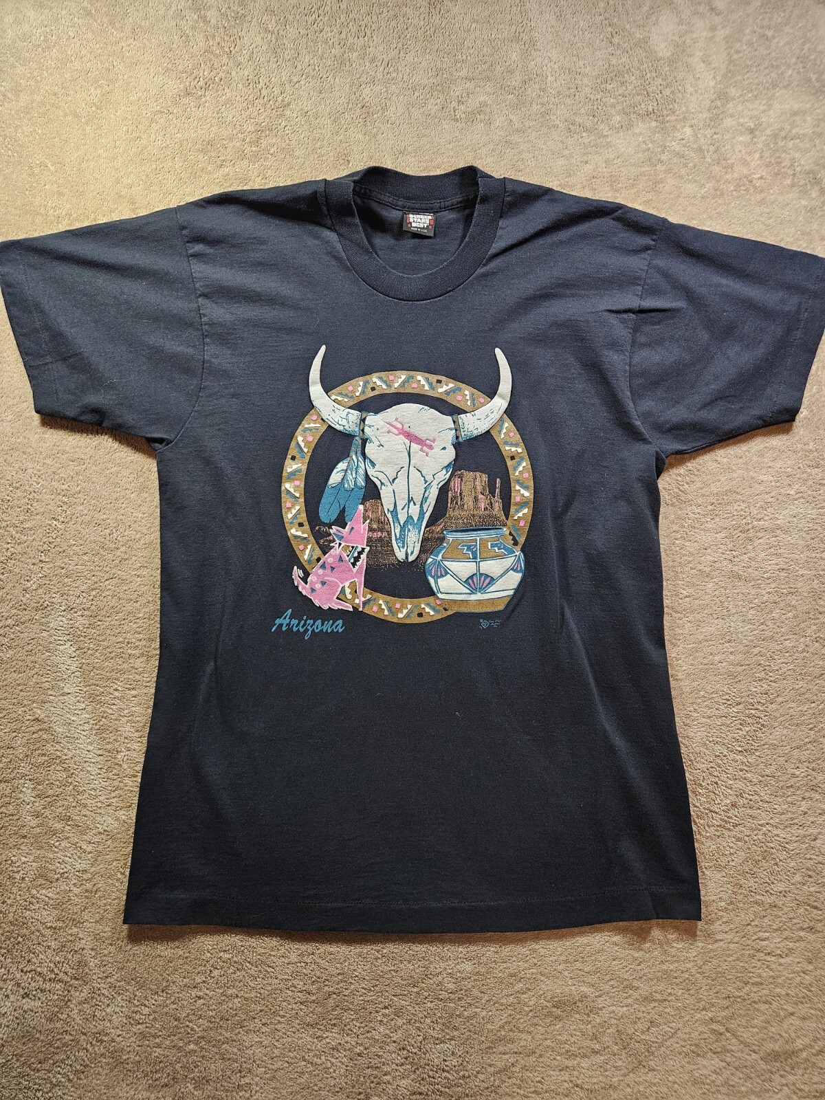 VTG 90s ARIZONA STEER SKULL T-Shirt Native American USA Made XL FAST SHIPPING