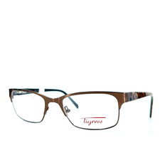 Tigress TGS114 Eyeglasses Shiny Brown Rectangular Full Rim Frames 53[]19 135