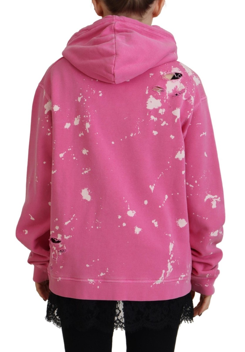 DSQUARED2 Sweater Pink Logo Print Cotton Hoodie Sweatshirt DSQUARED2 Sweater Pink Logo Print Cotton Hoodie Sweatshirt