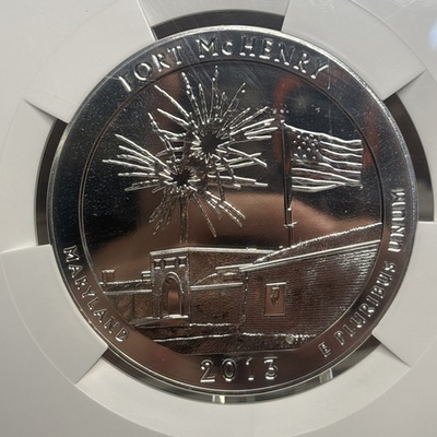 #ad 2013 FORT McHENRY 5 oz. Silver Round NGC MS69 DPL $555.00
