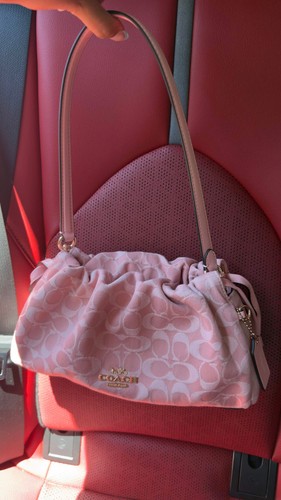 COACH Faye Shoulder Bag Signature Denim Light Pink Gold CER68 Brand New Outlet