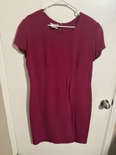 Talbots Vintage Dress Hot Pink Knee Length Short Sleeve 100% Silk Size 14