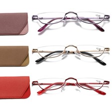 Half Frame Reading Glasses for Women Men Slim Half Moon Lens Readers Metal 3