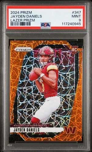 2024 PANINI PRIZM LAZER PRIZM #347 JAYDEN DANIELS ROOKIE RC PSA 9